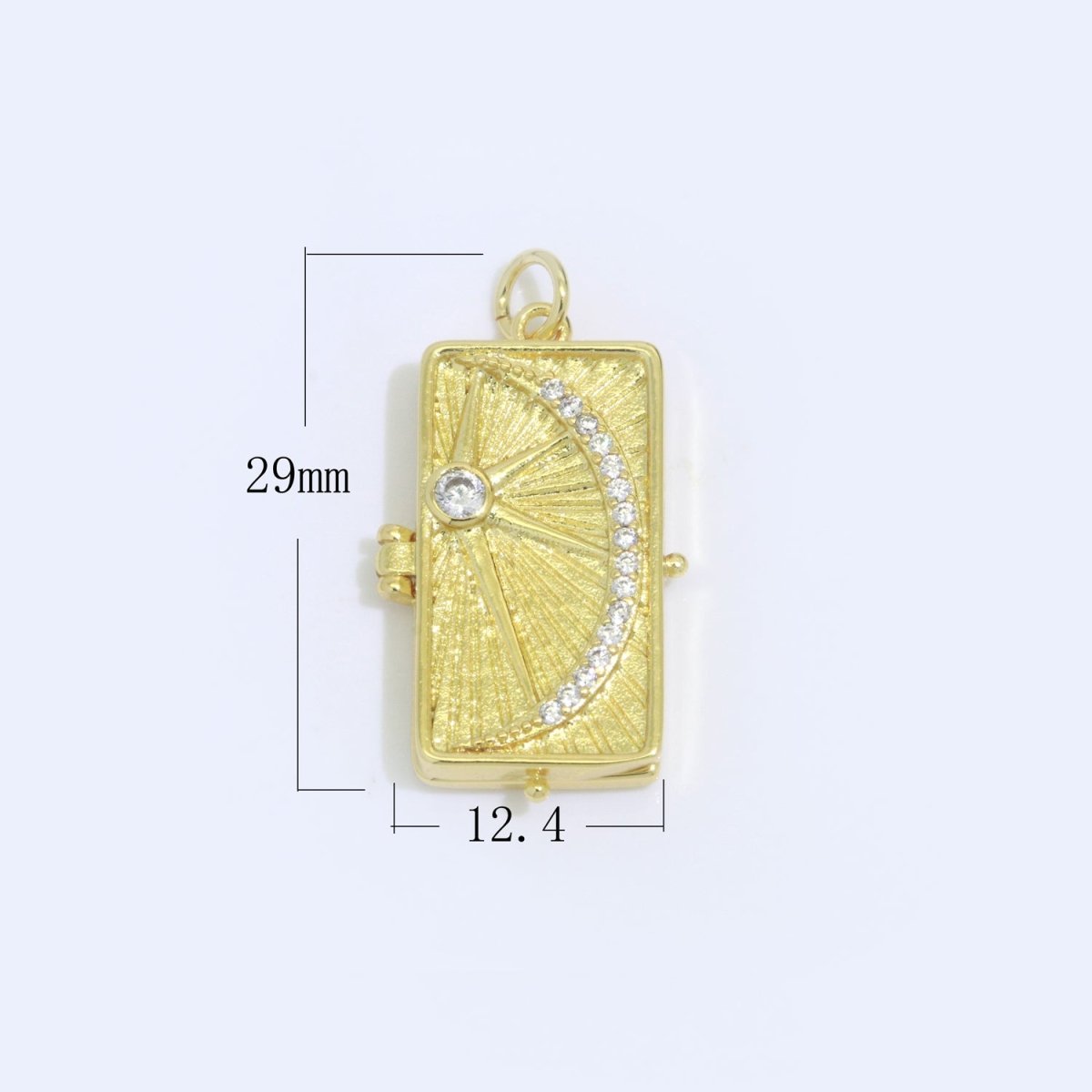 Starry Night Locket Pendant, Moon Star CZ Locket Charm Necklace, 14K Gold Filled Rectangle Locket Charm for Necklace, M-699