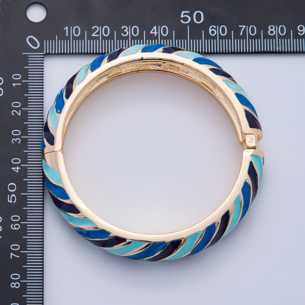 18K Gold Filled Summer Multicolor Enamel Stripped Bangle Bracelet | WA-3333 ~ WA-3337