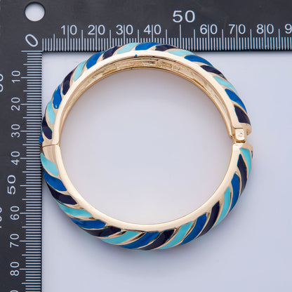 18K Gold Filled Summer Multicolor Enamel Stripped Bangle Bracelet | WA-3333 ~ WA-3337