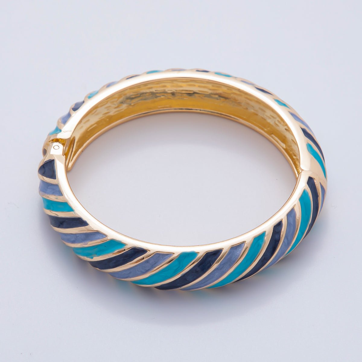 18K Gold Filled Summer Multicolor Enamel Stripped Bangle Bracelet | WA-3333 ~ WA-3337