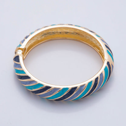 18K Gold Filled Summer Multicolor Enamel Stripped Bangle Bracelet | WA-3333 ~ WA-3337