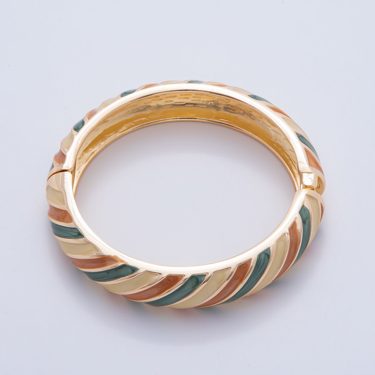18K Gold Filled Summer Multicolor Enamel Stripped Bangle Bracelet | WA-3333 ~ WA-3337
