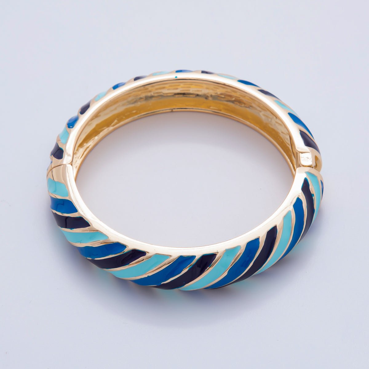 18K Gold Filled Summer Multicolor Enamel Stripped Bangle Bracelet | WA-3333 ~ WA-3337