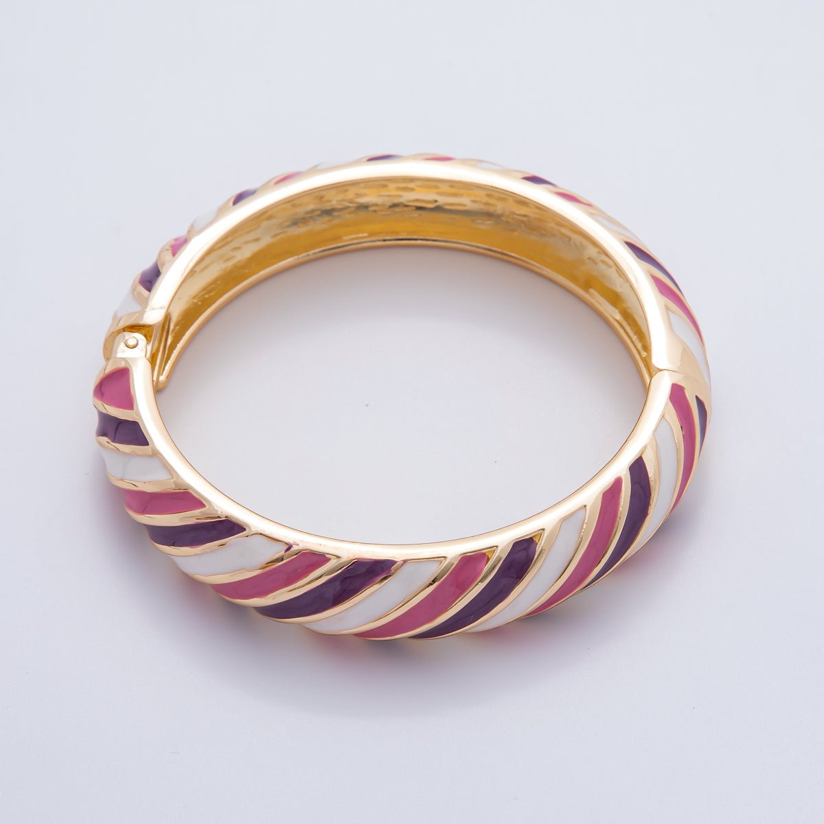 18K Gold Filled Summer Multicolor Enamel Stripped Bangle Bracelet | WA-3333 ~ WA-3337