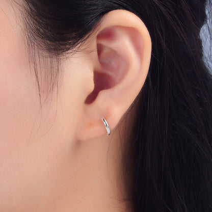Sterling Silver 9mm Minimalist Cartilage Huggie Earrings | SL-377