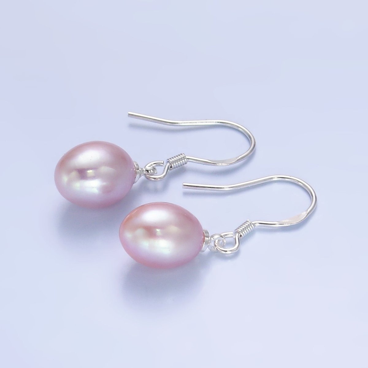 Sterling Silver Hook Earring w/ White, Pink, Purple Pearl Attachment | T003-005