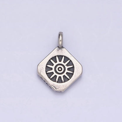 Sterling Silver S925 Celestial Sun Rounded Rhombus Charm | SL-280