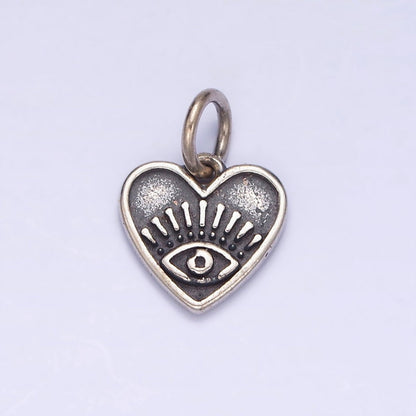 Sterling Silver S925 Mini Evil Eye Protection Heart Charm | SL-288