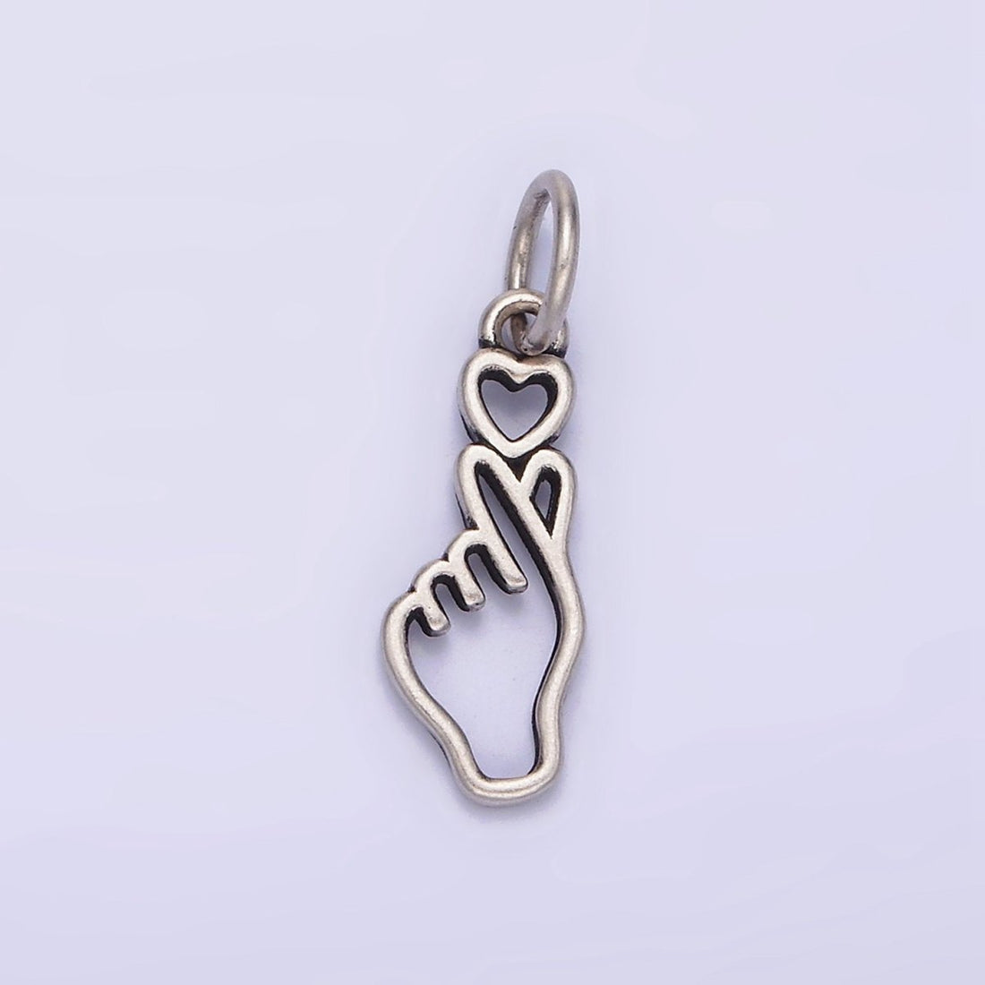 Sterling Silver S925 Mini Heart Love Hand Gesture Open Charm Korean Style | SL-342