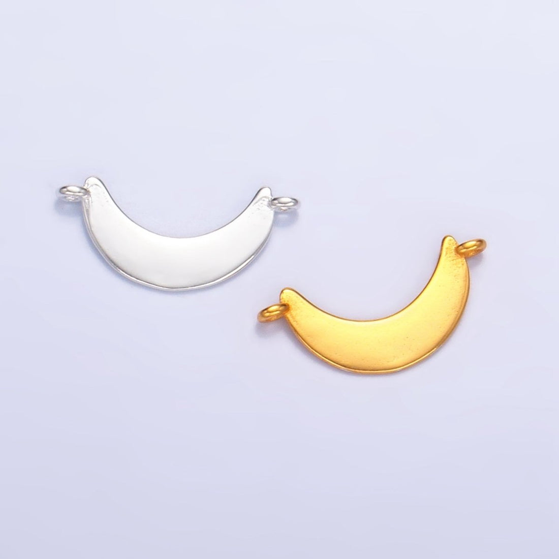 Sterling Silver S925 Minimalist Crescent Moon Celestial Connector in Gold &amp; Silver | SL-512