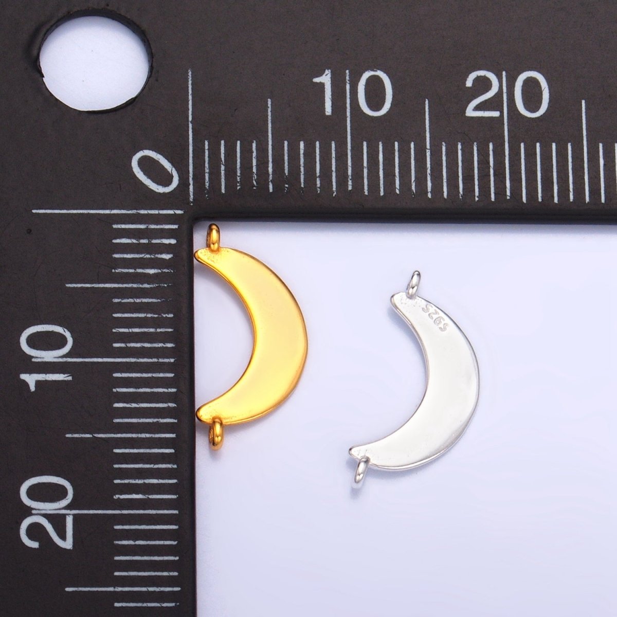Sterling Silver S925 Minimalist Crescent Moon Celestial Connector in Gold &amp; Silver | SL-512