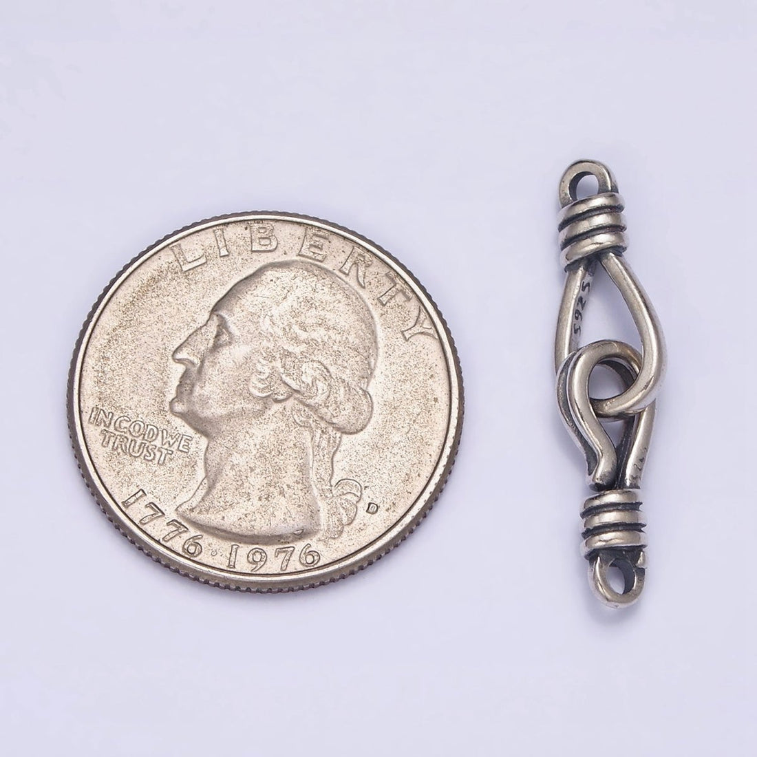 Sterling Silver S925 Oval Double Hook 30mm Connector | SL-291