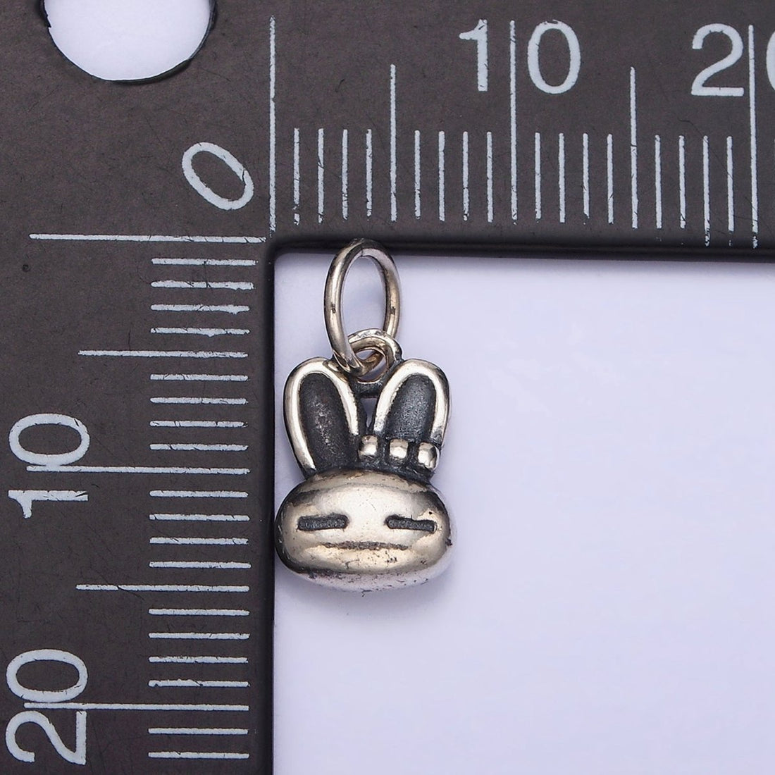 Sterling Silver S925 Pet Bunny Rabbit Head Bow Ribbon Animal Charm | SL-281