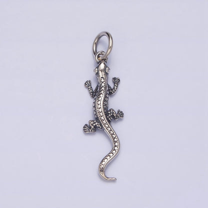 Sterling Silver S925 Pet Dotted Scale-Textured Lizard Gecko Pet Animal Charm | SL-293