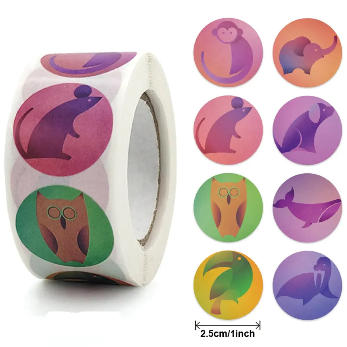 Cute Animal Thank You Stickers Roll - 100-500 PCS