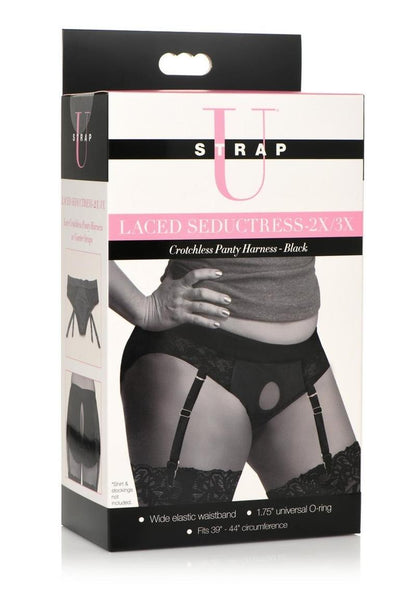 Laced Seductress Crotchless Panty Harness With Garter Straps