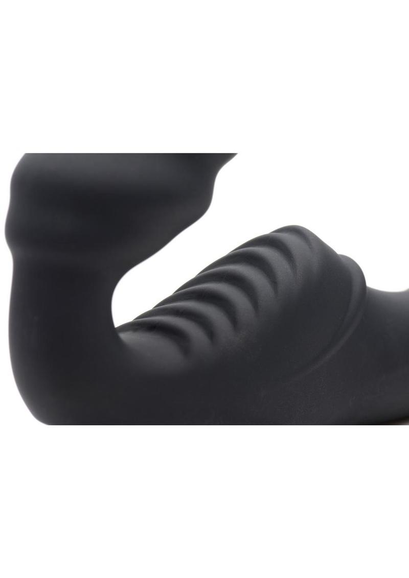 U Strap Slim Rider Ribbed Silicone Rechargeable Strapless Strap-On
