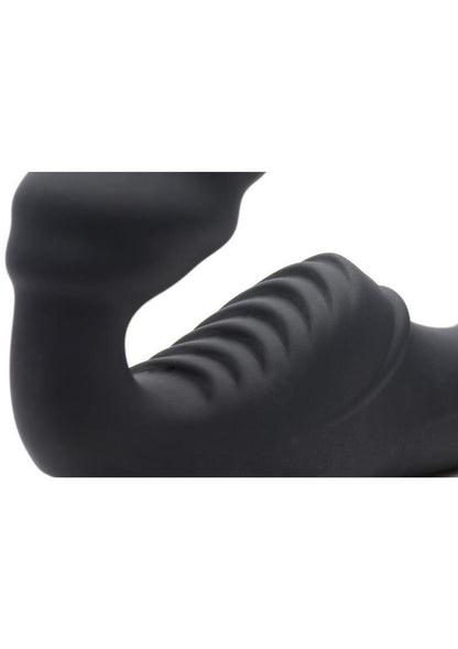 U Strap Slim Rider Ribbed Silicone Rechargeable Strapless Strap-On
