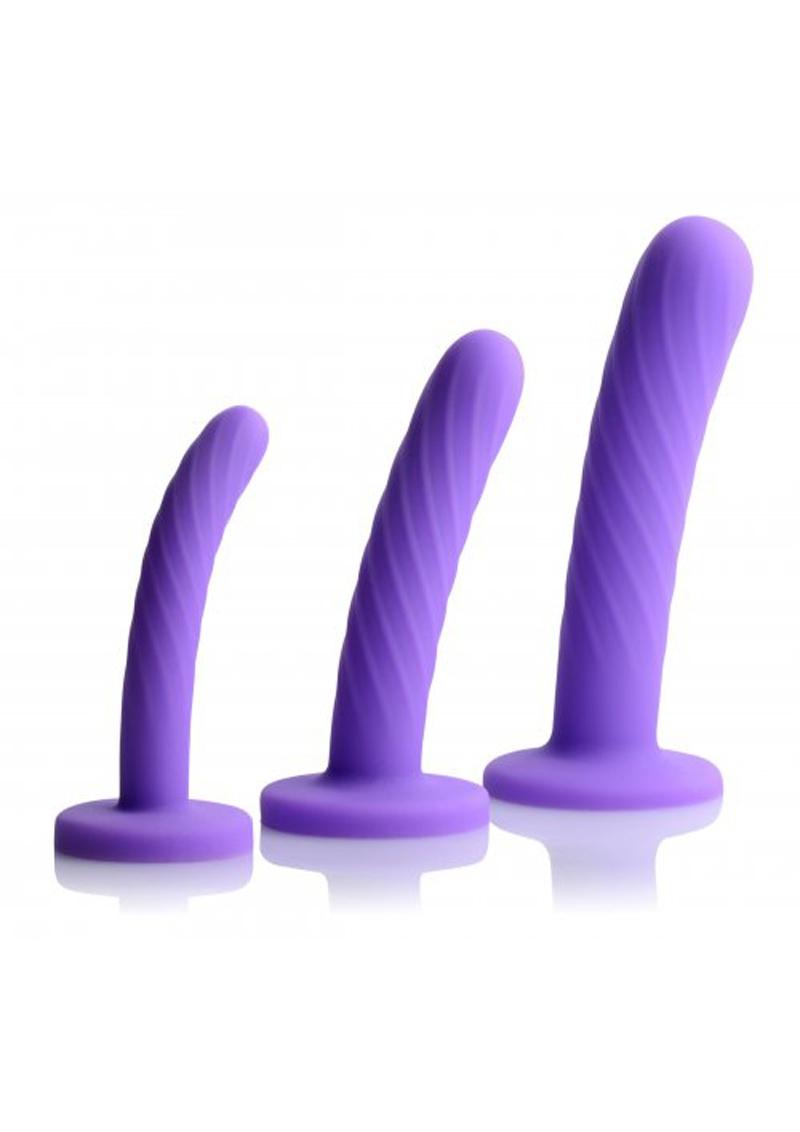 Strap U Tri-Play 3 Piece Silicone Dildo Set With Harness Compatible