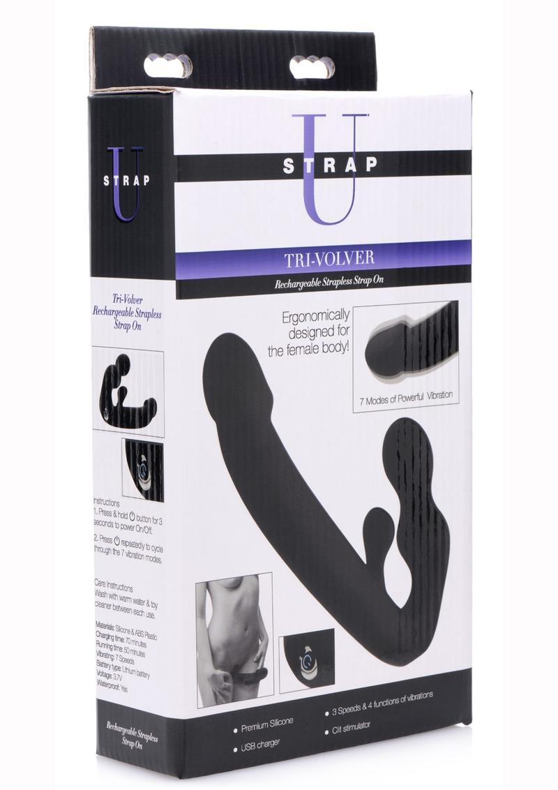 Strap U Tri-Volver Rechargeable Silicone Strapless Strap-On