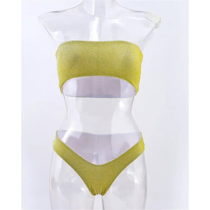 Glitter Strapless Bikini Set – Shiny Sparkle Beachwear 2025