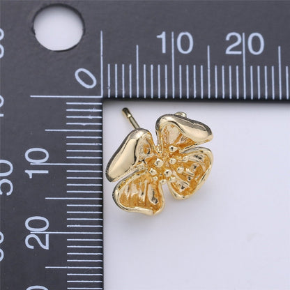 Stud Flower Earring Gold Filled Floral Earring Jewelry Component K-196