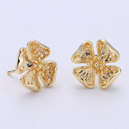 Stud Flower Earring Gold Filled Floral Earring Jewelry Component K-196