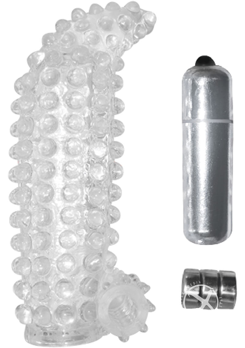 Studded Cock Teaser Vibrating Clear Jelly Penis Extension Sleeve