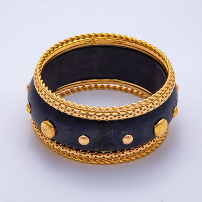 Studded Wood Bangle Statement Bracelet | WA-04308, WA-04308 ~ WA-04309