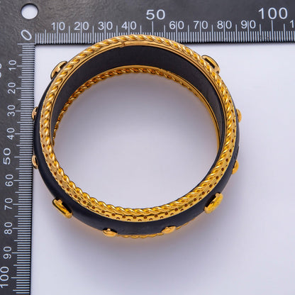 Studded Wood Bangle Statement Bracelet | WA-04308, WA-04308 ~ WA-04309