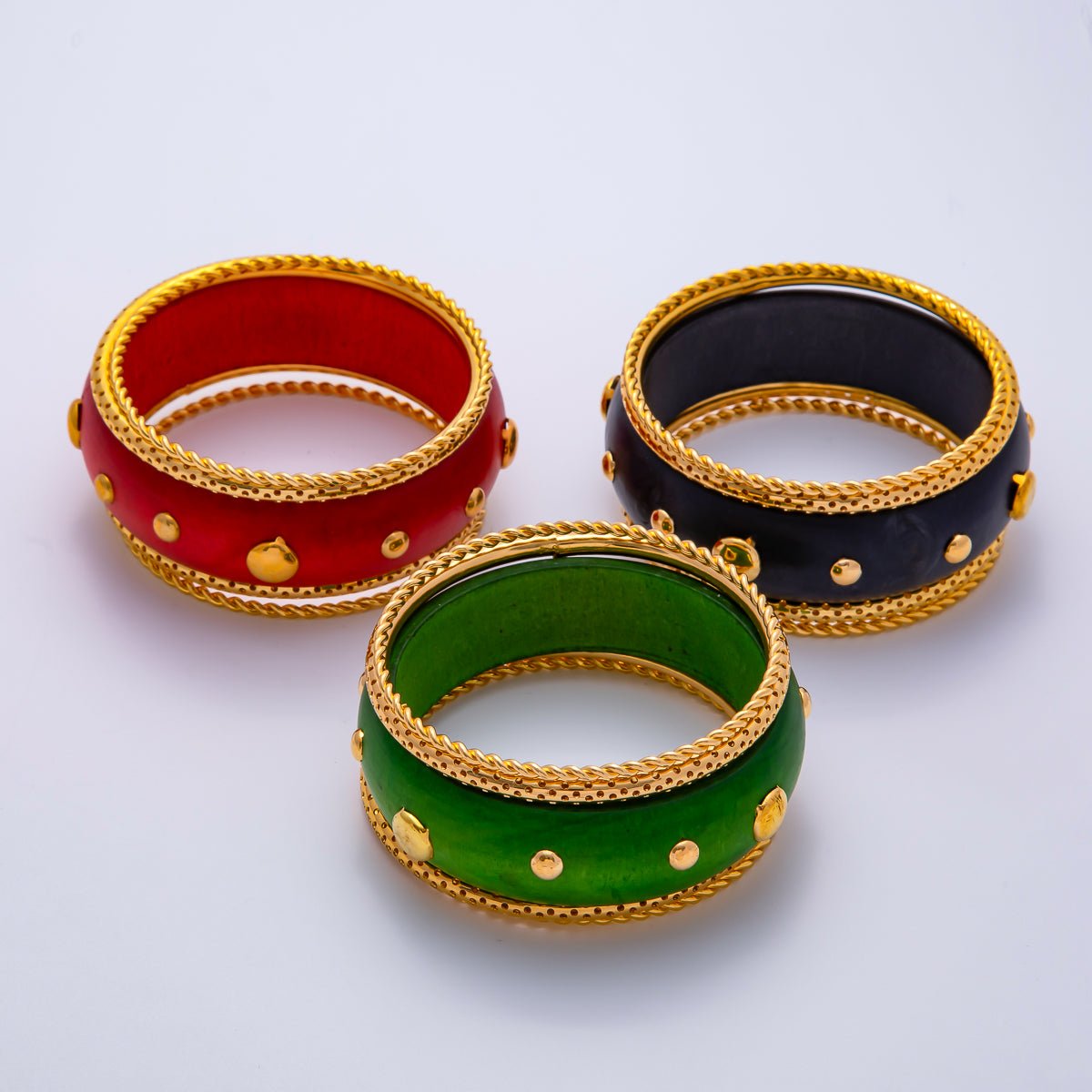 Studded Wood Bangle Statement Bracelet | WA-04308, WA-04308 ~ WA-04309