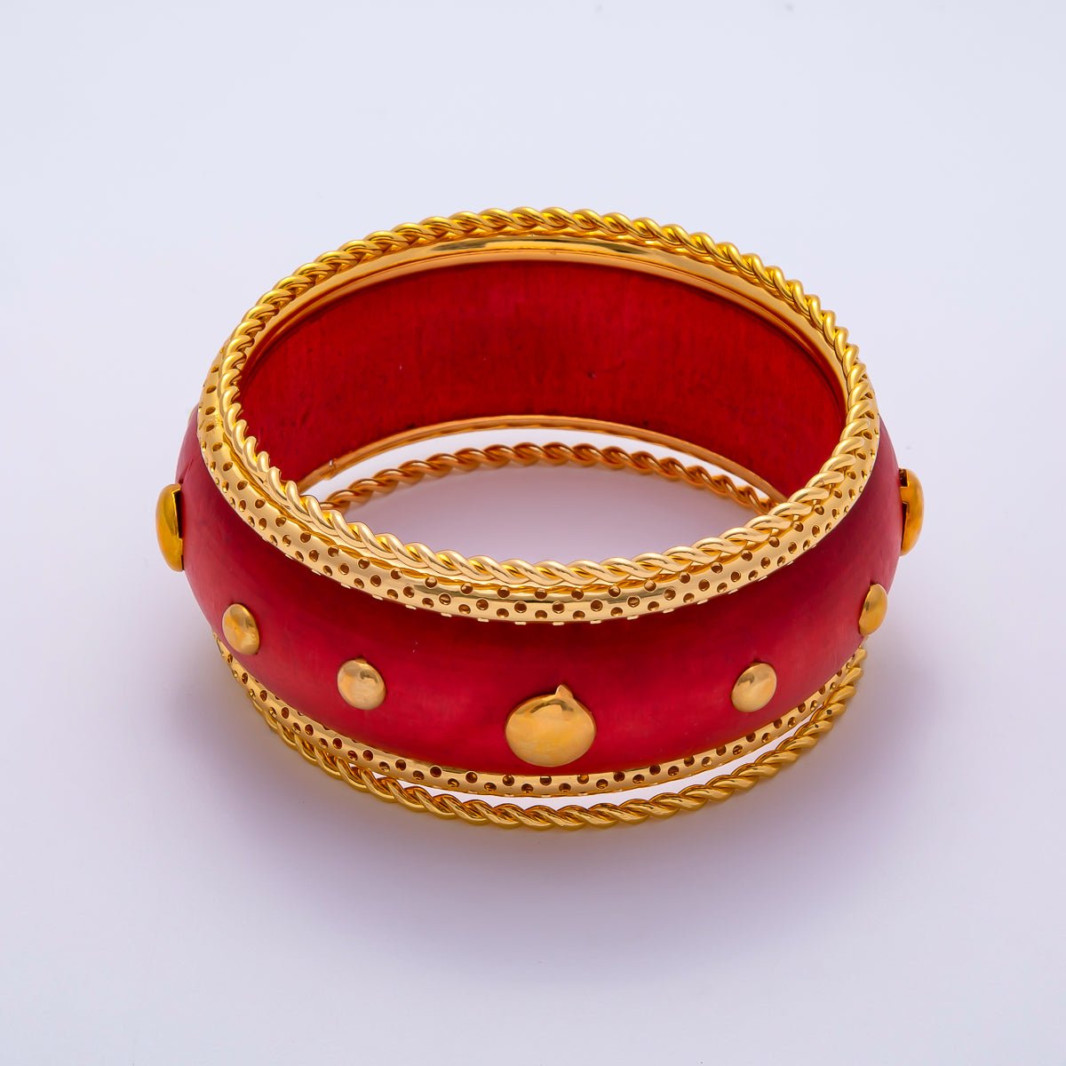 Studded Wood Bangle Statement Bracelet | WA-04308, WA-04308 ~ WA-04309