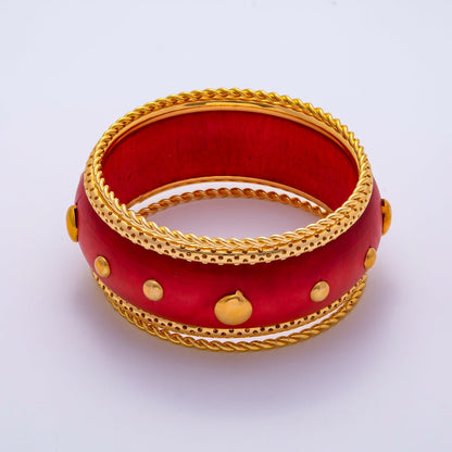 Studded Wood Bangle Statement Bracelet | WA-04308, WA-04308 ~ WA-04309