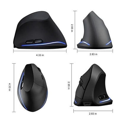 Stylish Vertical Wireless Mouse Game Rechargeable Ergonomic Mouse Modern Design RGB Optical USB Mice For Windows Mac 2400 DPI 2.4G Mice
