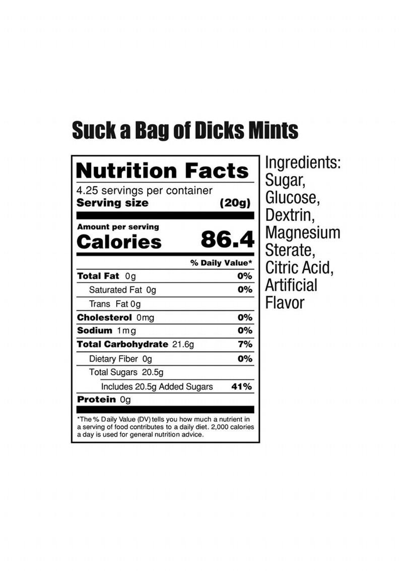 Suck a Bag of Minty Dicks 3oz Over 100 Pieces of Fun Candy