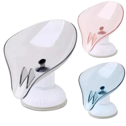 Suction Cup Soap Dish Holder Leaf-Shape Self-Draining Soap Saver Box Not Punched for Shower Bathroom Kitchen Soap Dishes Sponge Container with Suction Cup Leaf Shape Self Draining for Bathroom Kitchen Sink