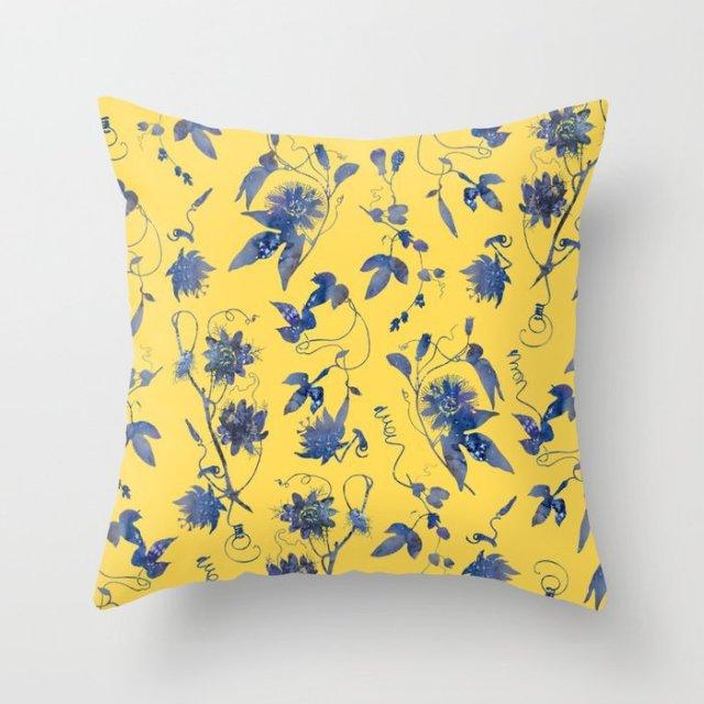 Summer Fashion Fresh Yellow Cute Pillows Case Geometry Yellow Pillow Case Cushion Cover Polyester Pillowcase Floral Cushion Case Modern Decorative Pillows For Bed Sofa Couch 45x45CM