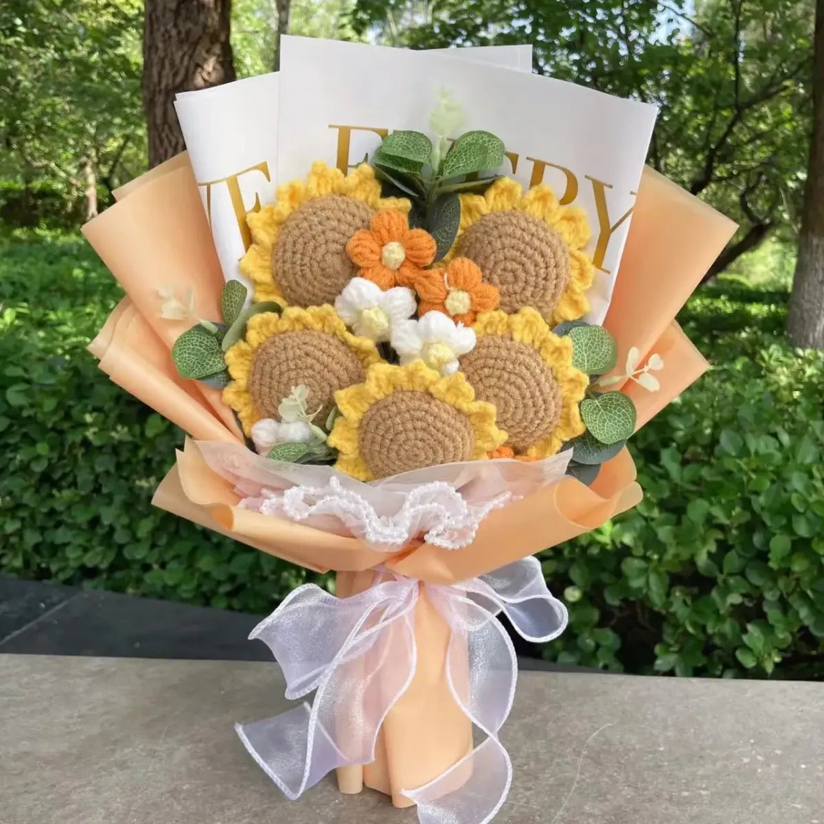 Sunflower Crochet Bouquet – Handmade Gift for Weddings &amp; Birthdays
