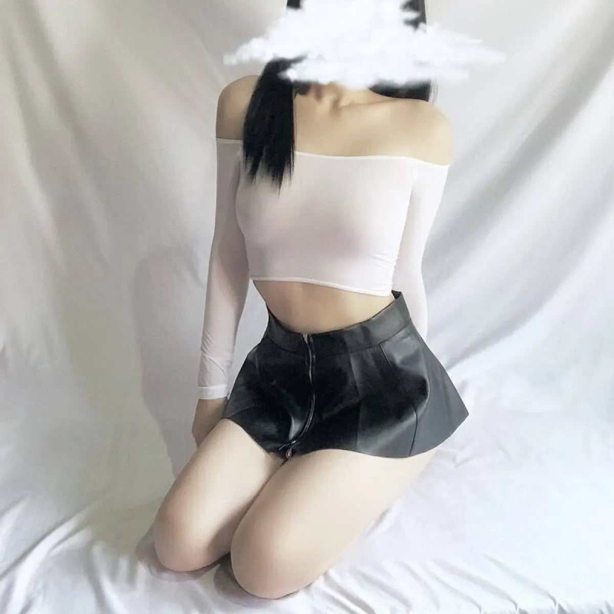Super Mini Pleated PU Leather Skirt