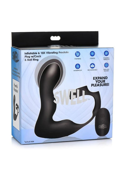 Swell Rechargeable Silicone Inflatable Prostate Plug with Cock And Ball Ring