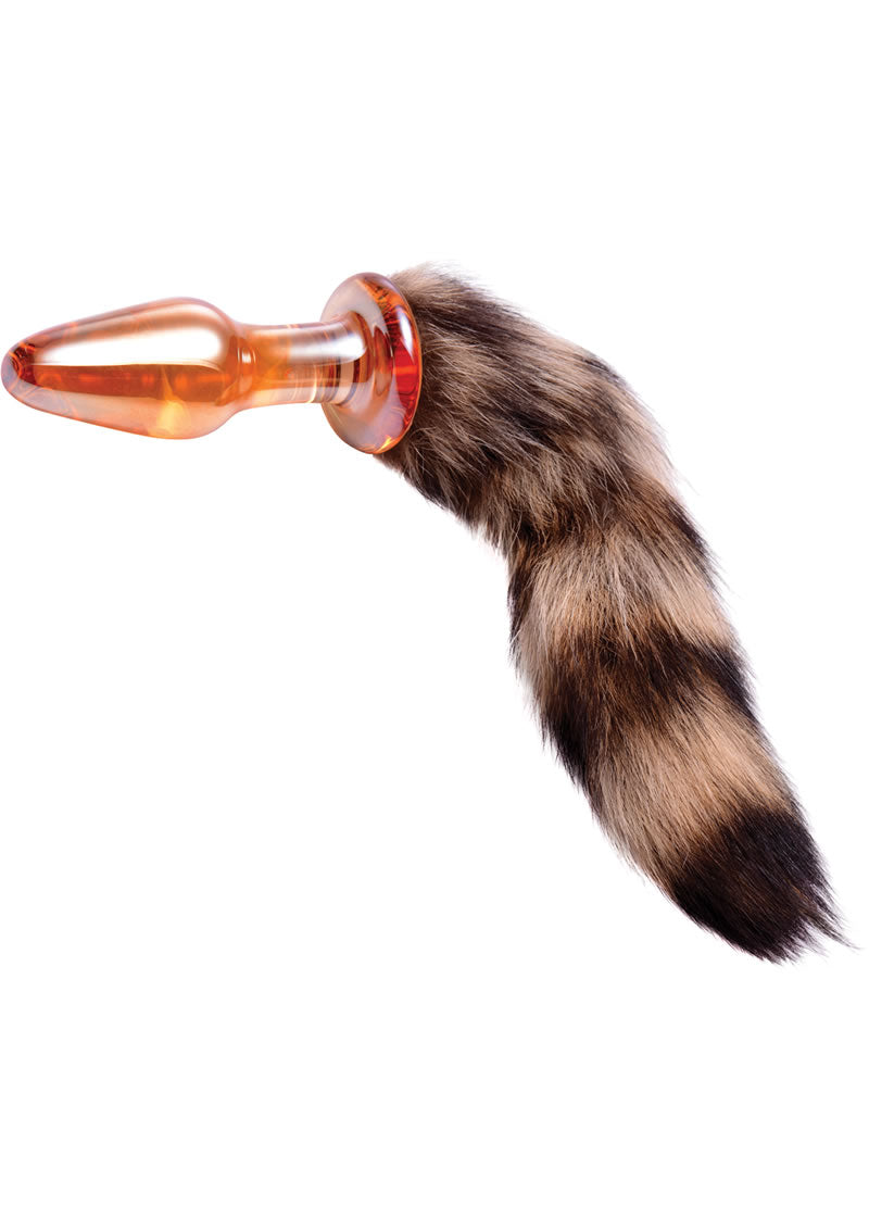 Tailz Fox Tail Anal Plug Orange Glass Plug Realistic Faux Fur Tail