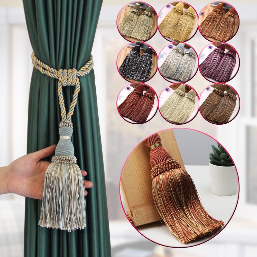 Tassel Curtain Tiebacks Home Decoration Handmade Curtain Holders Clips Hanging Balls Curtain Accessories Curtain Tie backs Curtain Handmade Tiebacks Decorative Curtain Holdbacks With Tassel