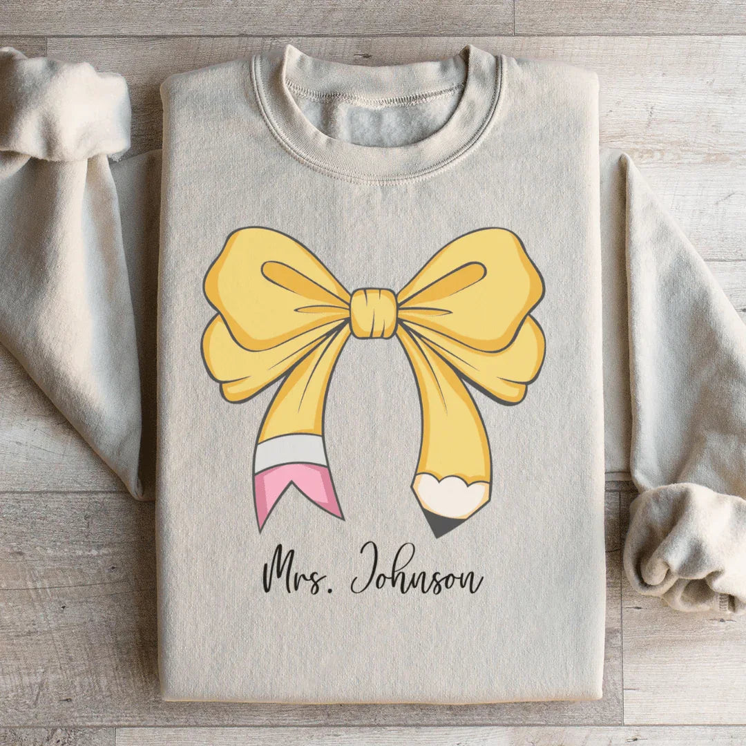 Teacher Personalized Bow Pencil Sweatshirt with Name