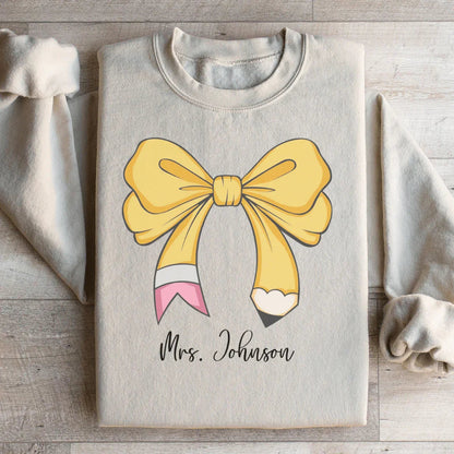 Teacher Personalized Bow Pencil Sweatshirt with Name