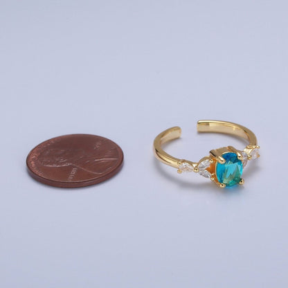 Teal Oval Cubic Zirconia Promise Ring O-781