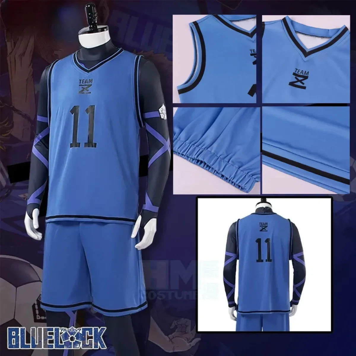 Lock Isagi Yoichi Cosplay Set – Anime Sports Jersey &amp; Jumpsuit