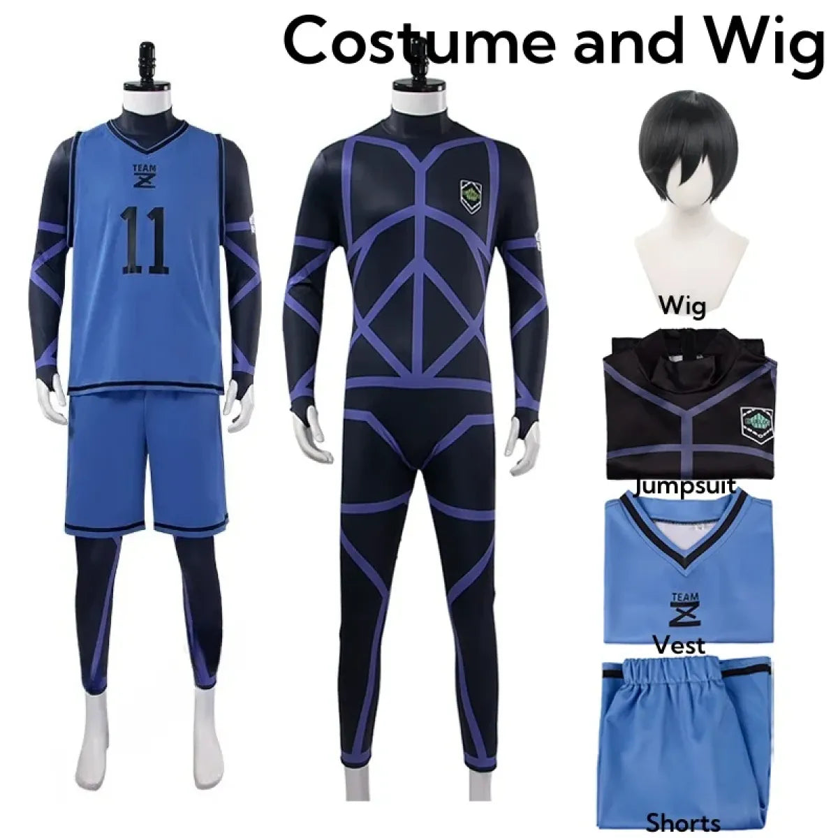 Lock Isagi Yoichi Cosplay Set – Anime Sports Jersey &amp; Jumpsuit