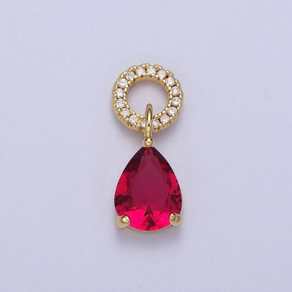Teardrop Cubic Zirconia Micro Paved Round Bail Charm | C-280 C-282 C-284 C-286  C-290