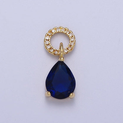 Teardrop Cubic Zirconia Micro Paved Round Bail Charm | C-280 C-282 C-284 C-286  C-290