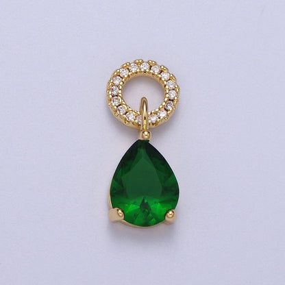Teardrop Cubic Zirconia Micro Paved Round Bail Charm | C-280 C-282 C-284 C-286  C-290